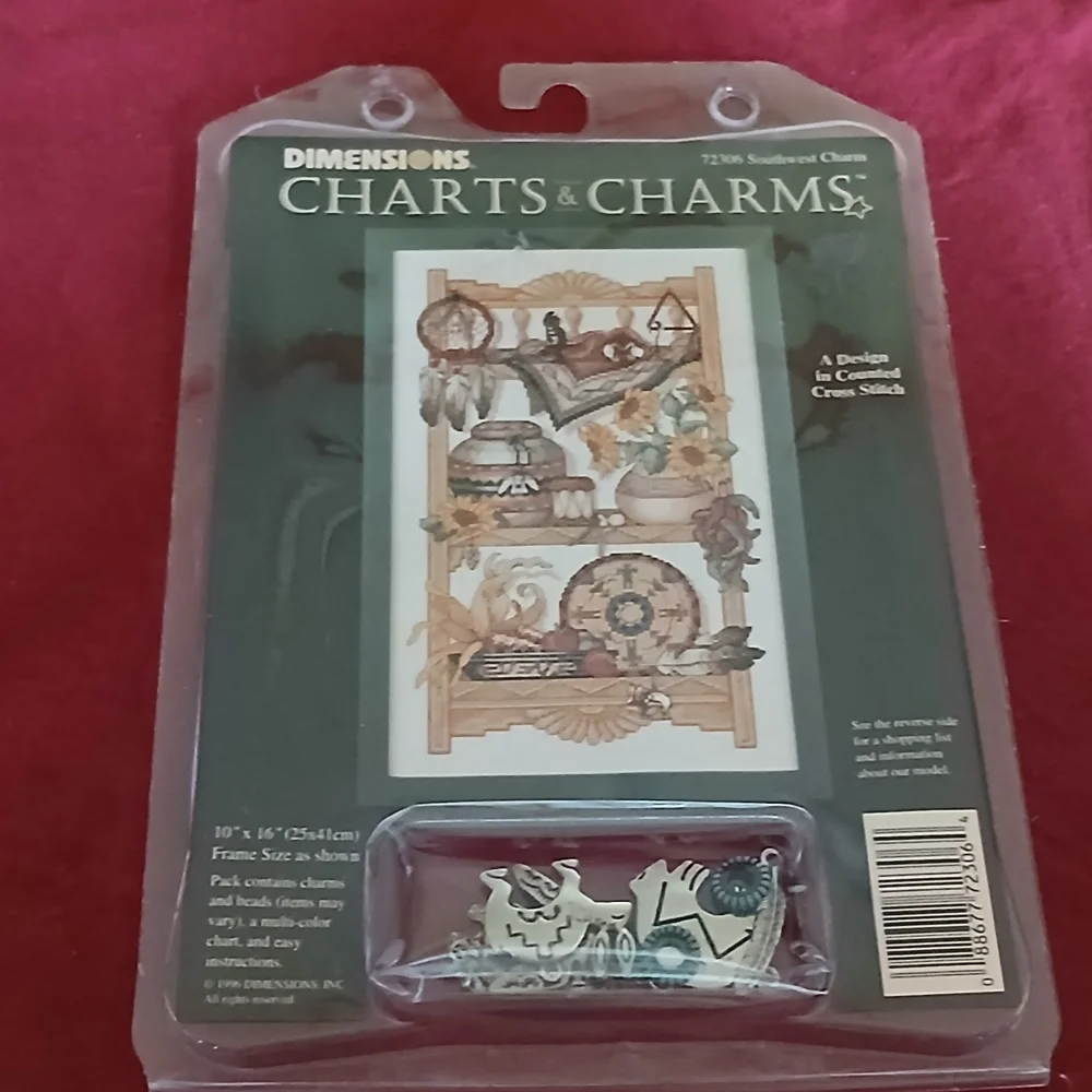 2 Complete Native American Dimensions Charts & Charms Cross Stitch Craft Kits